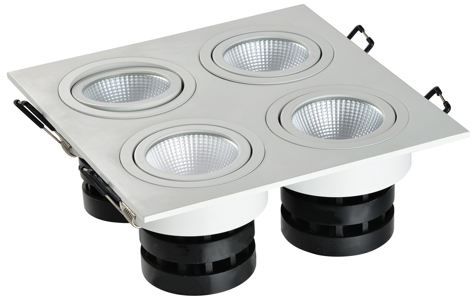 Spot LED carré 4x6W encastrable, dimmable et orientable 